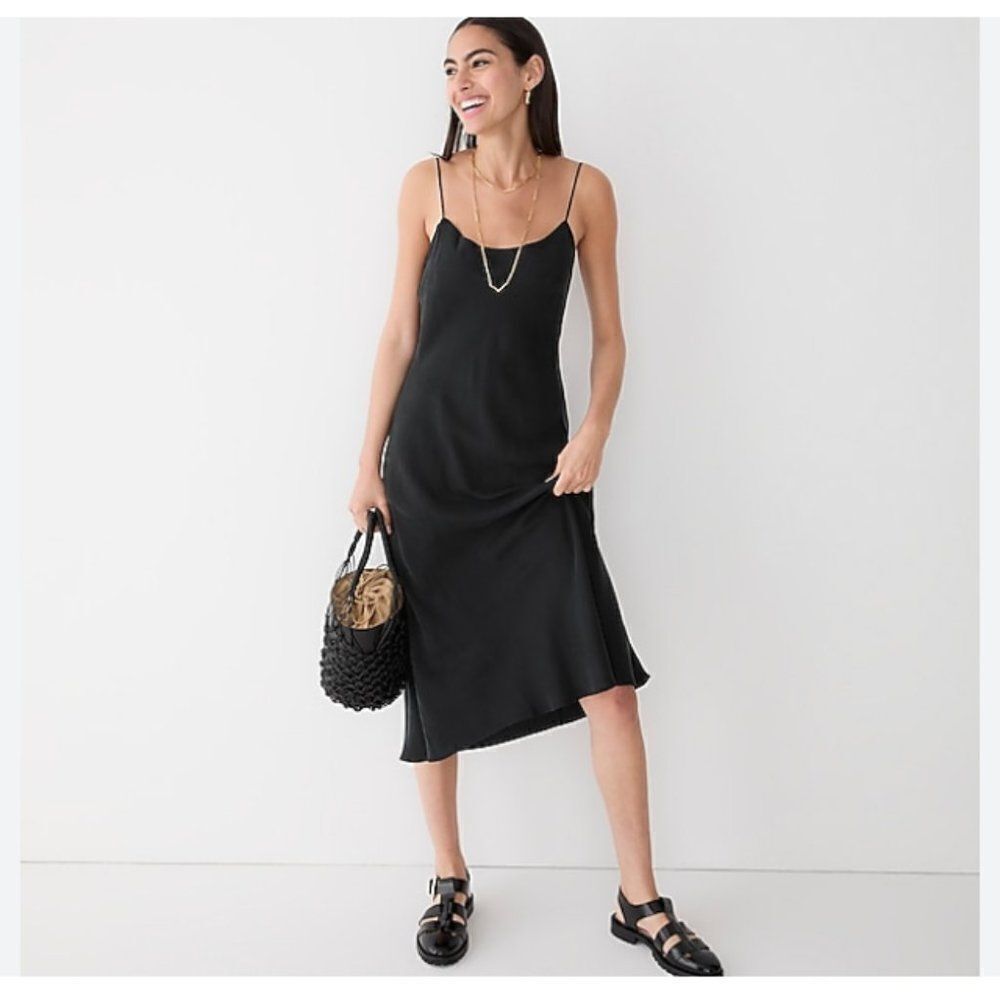 J.Crew Gweneth Slip Dress Size XS Black Strappy Maxi For Summer or Layering